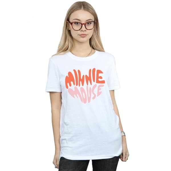 Disney Womens/Ladies Minnie Mouse Heart Shaped Cotton Boyfriend T-Shirt