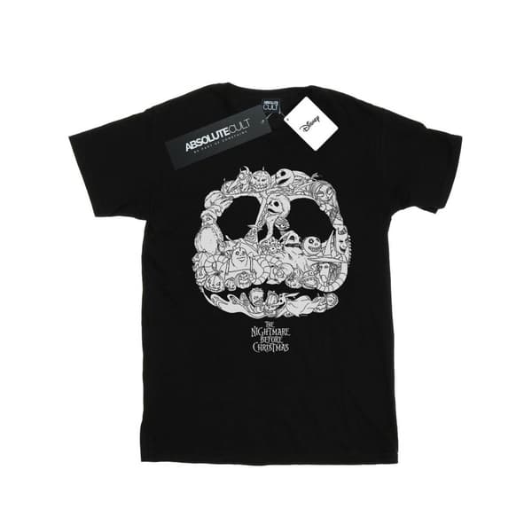 Disney Womens/Ladies Nightmare Before Christmas Jack Skellington Jack-O-Lanterns Cotton Boyfriend T-Shirt Black 3XL