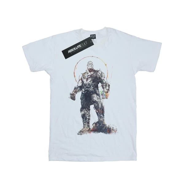 Marvel Girls Avengers Infinity War Thanos Sketch Cotton T-Shirt White 5-6 Years