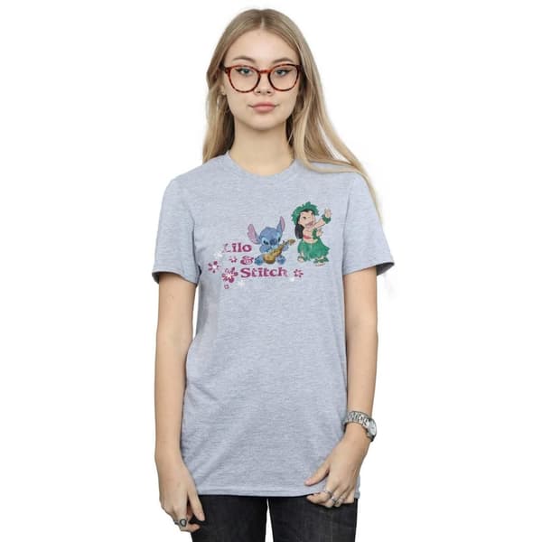 Disney Womens/Ladies Lilo And Stitch Hawaii Cotton Boyfriend T-Shirt
