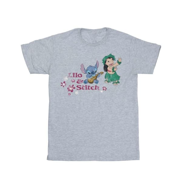 Disney Womens/Ladies Lilo And Stitch Hawaii Cotton Boyfriend T-Shirt Sports Grey 3XL