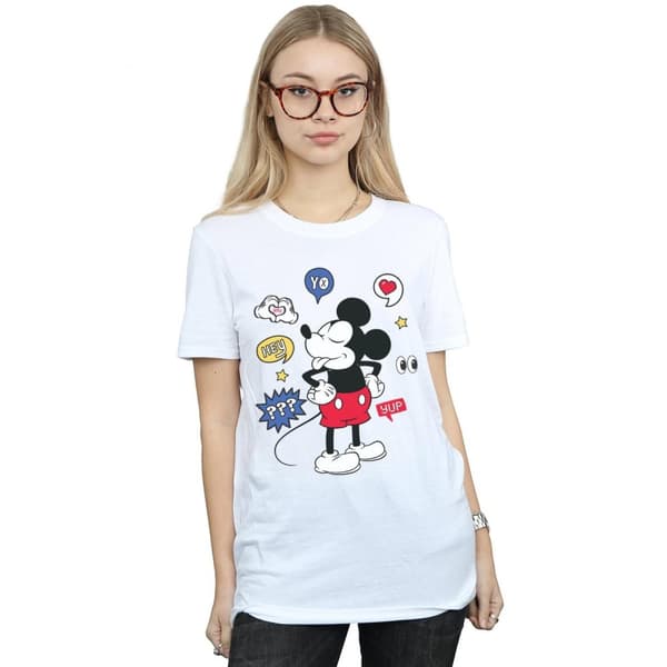 Disney Pojkvänströja i bomull - dam/dam Musse Pigg med utdragen tunga