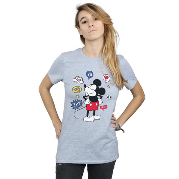 Disney Pojkvänströja i bomull - dam/dam Musse Pigg med utdragen tunga