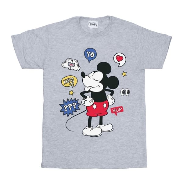 Disney Pojkvänströja i bomull - dam/dam Musse Pigg med utdragen tunga Sports Grey XXL