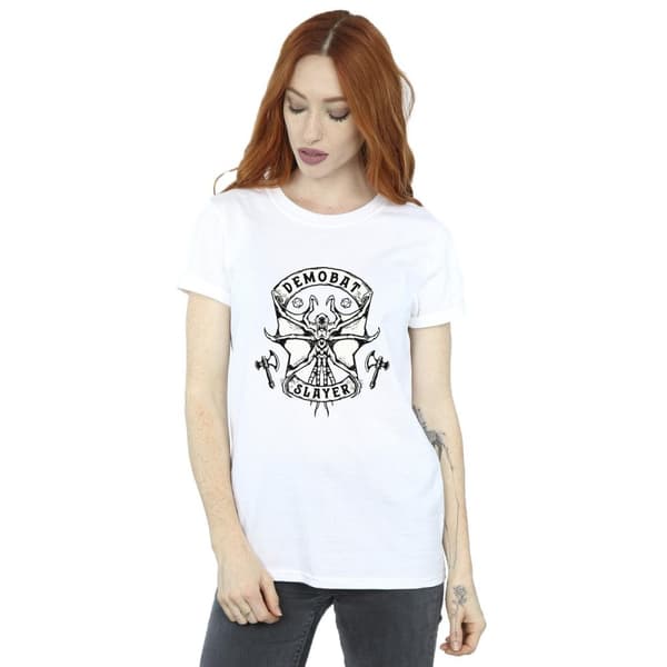 Netflix Dam/kvinnor Stranger Things Demobat Slayer Boyfriend T-shirt i bomull