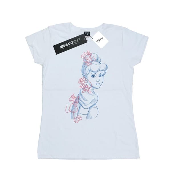 Disney Dam/Tjej Cinderella Mouse Sketch Bomulls-T-shirt