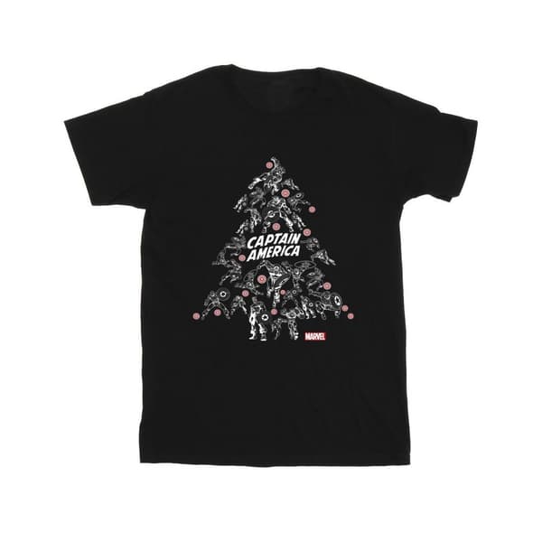 Marvel Girls Captain America Christmas Tree Cotton T-Shirt