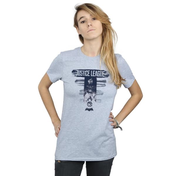 DC Comics Womens/Ladies Justice League Movie Logo Badges Cotton Boyfriend T-Shirt