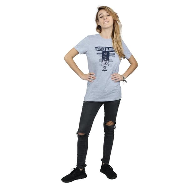 DC Comics Womens/Ladies Justice League Movie Logo Badges Cotton Boyfriend T-Shirt
