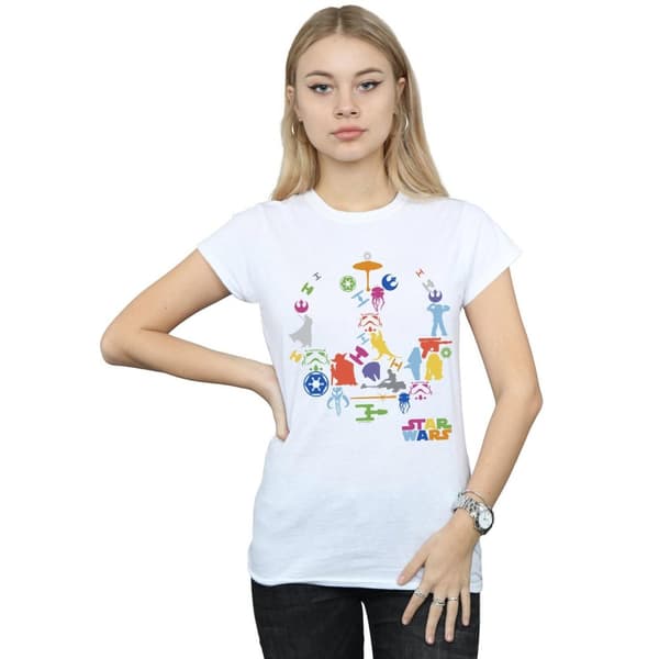 Star Wars Dam/kvinn Silhouette Collage - T-shirt i bomull