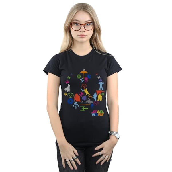Star Wars Dam/kvinn Silhouette Collage - T-shirt i bomull
