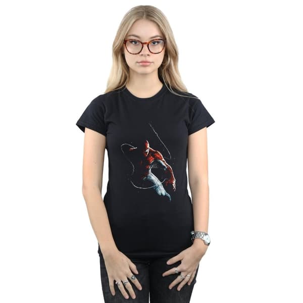 Marvel T-shirt i bomull med Spider-Man-målning - dam/dam