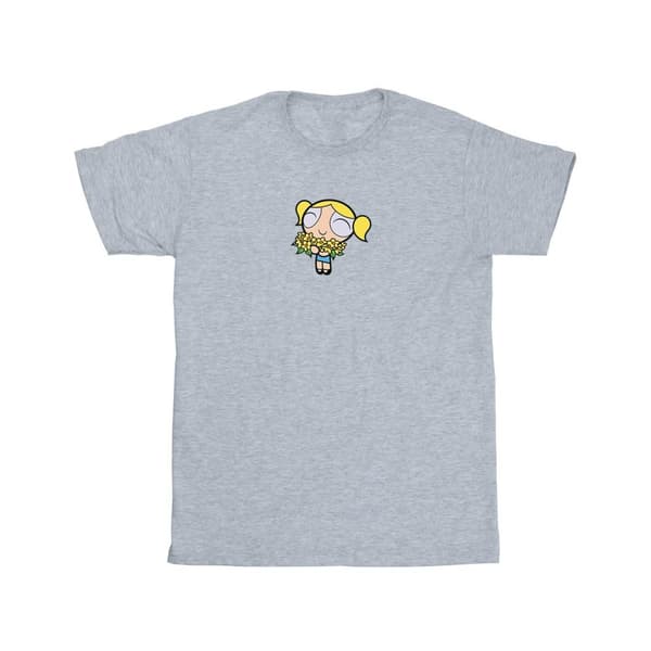 The Powerpuff Girls Girls Bubbles Flower Cotton T-Shirt