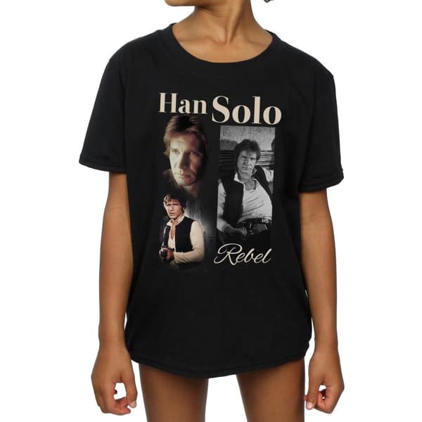 Star Wars Han Solo T-shirt i bomull med 90-talsstil för flickor