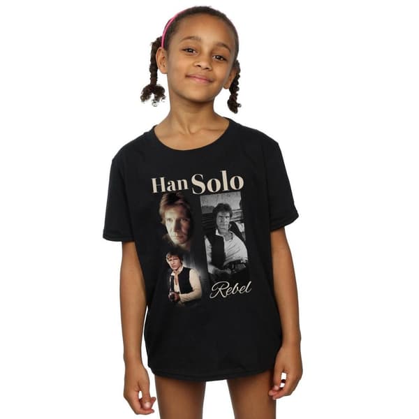 Star Wars Han Solo T-shirt i bomull med 90-talsstil för flickor