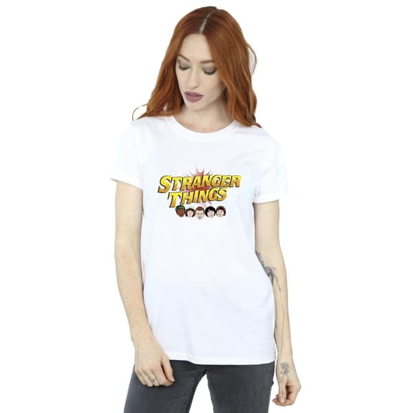 Netflix Womens/Ladies Stranger Things Comic Heads Cotton Boyfriend T-Shirt