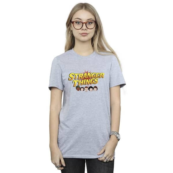 Netflix Womens/Ladies Stranger Things Comic Heads Cotton Boyfriend T-Shirt
