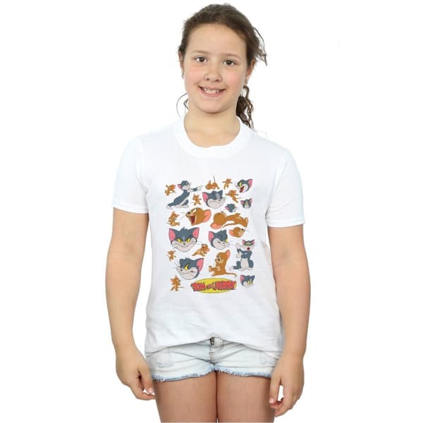 Tom And Jerry Girls Many Faces Cotton T-Shirt