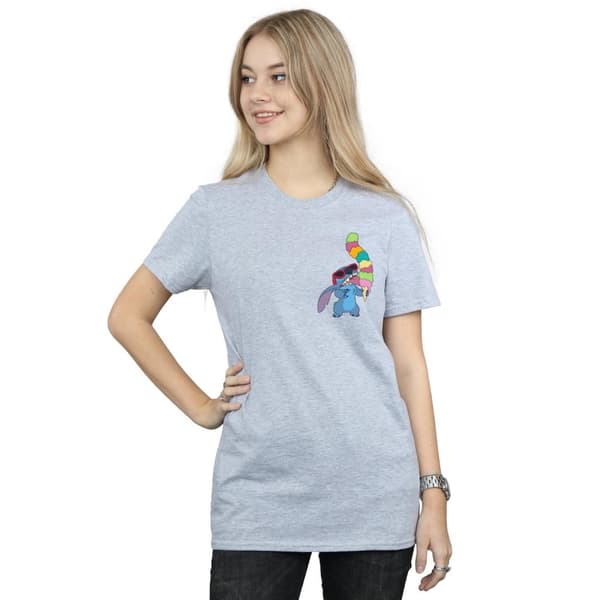 Disney Womens/Ladies Lilo And Stitch Ice Cream Cotton Boyfriend T-Shirt