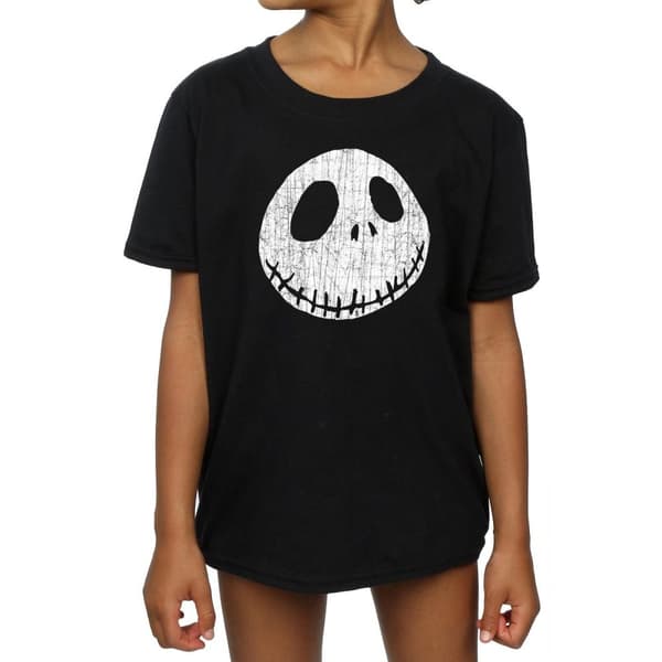 Disney T-shirt i bomull för flickor Nightmare Before Christmas Jack Cracked Face