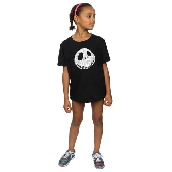 Disney T-shirt i bomull för flickor Nightmare Before Christmas Jack Cracked Face