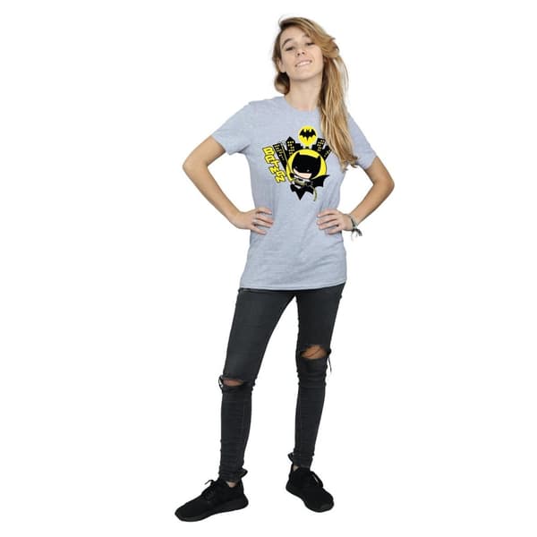 DC Comics Womens/Ladies Chibi Batman Swinging Cotton Boyfriend T-Shirt