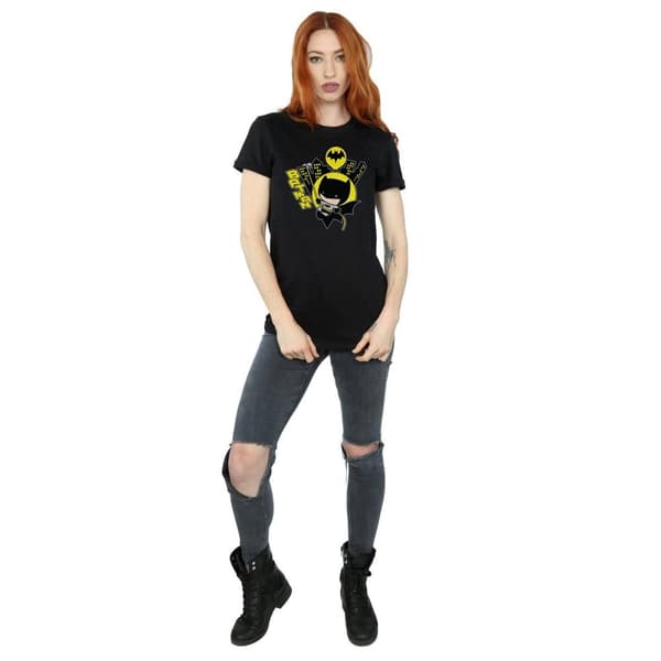 DC Comics Womens/Ladies Chibi Batman Swinging Cotton Boyfriend T-Shirt