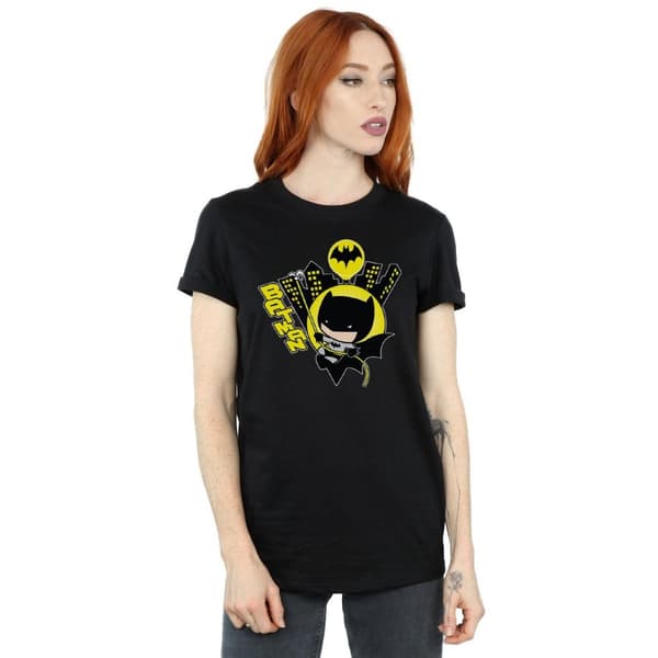 DC Comics Womens/Ladies Chibi Batman Swinging Cotton Boyfriend T-Shirt