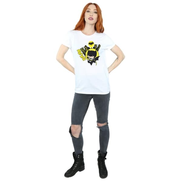 DC Comics Womens/Ladies Chibi Batman Swinging Cotton Boyfriend T-Shirt