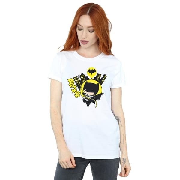 DC Comics Womens/Ladies Chibi Batman Swinging Cotton Boyfriend T-Shirt