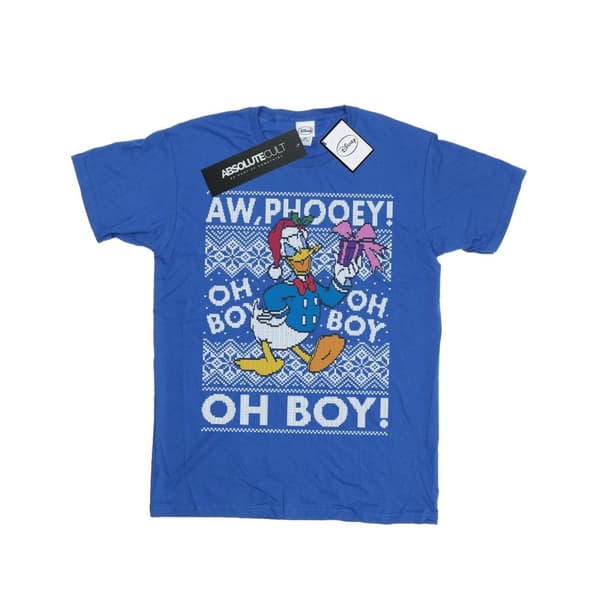 Disney Mens Donald Duck Christmas Fair Isle T-Shirt