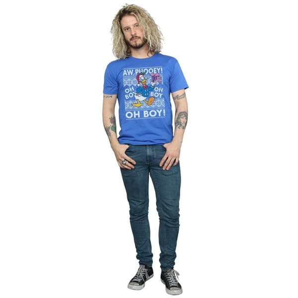 Disney Mens Donald Duck Christmas Fair Isle T-Shirt