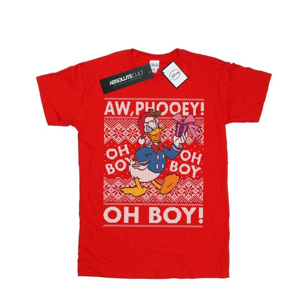 Disney Mens Donald Duck Christmas Fair Isle T-Shirt