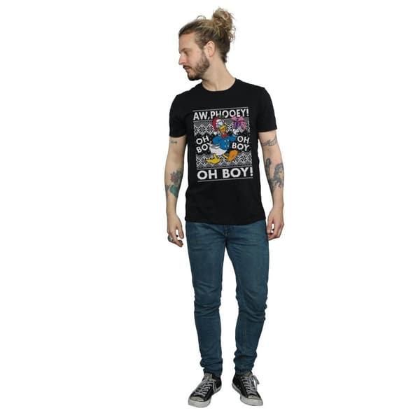 Disney Mens Donald Duck Christmas Fair Isle T-Shirt