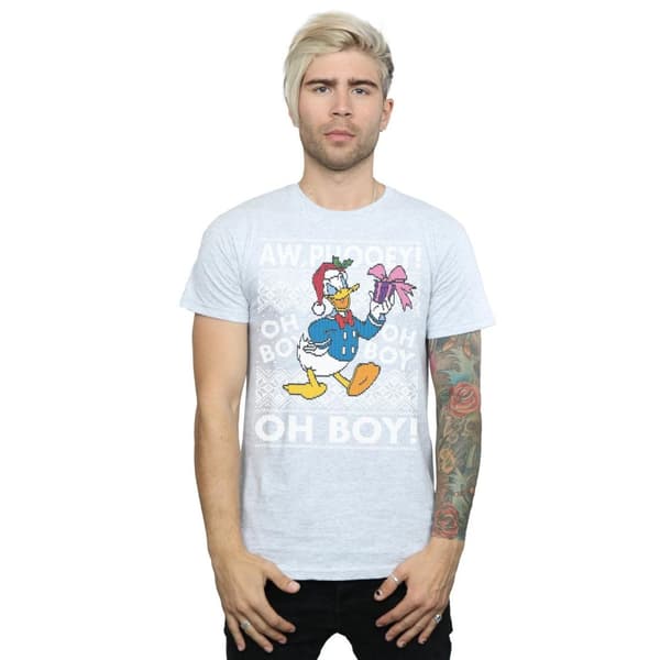 Disney Mens Donald Duck Christmas Fair Isle T-Shirt
