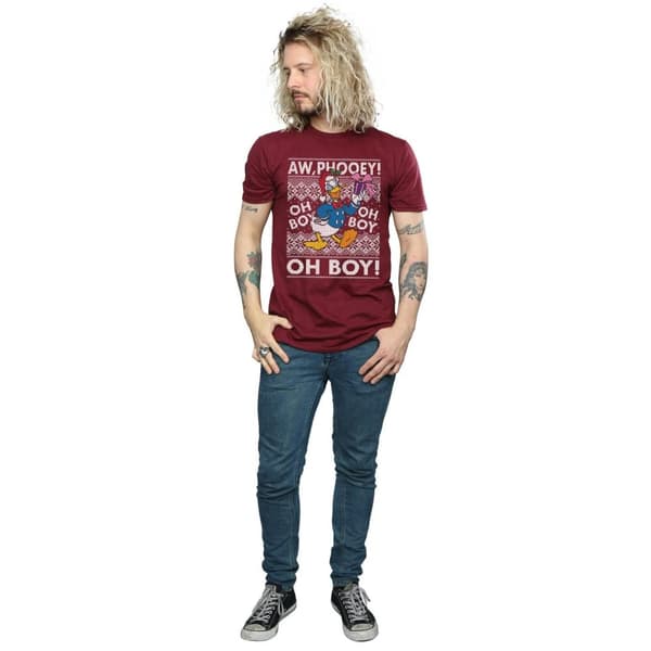 Disney Mens Donald Duck Christmas Fair Isle T-Shirt