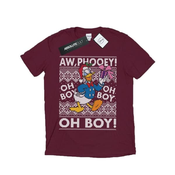 Disney Mens Donald Duck Christmas Fair Isle T-Shirt