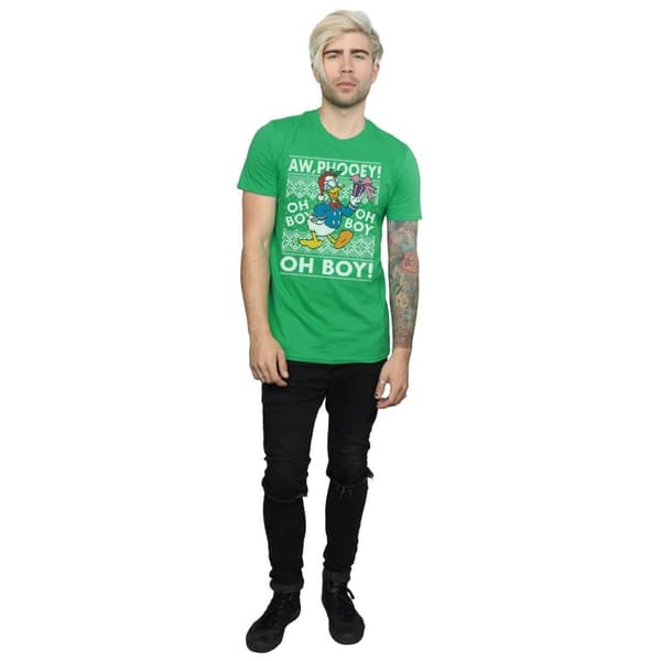 Disney Mens Donald Duck Christmas Fair Isle T-Shirt