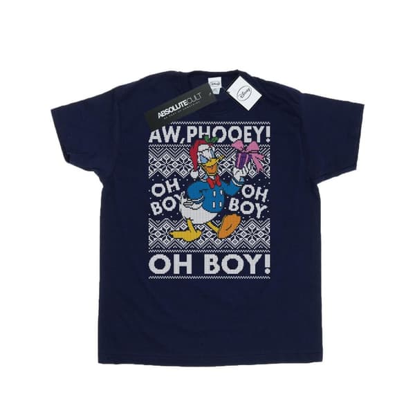 Disney Mens Donald Duck Christmas Fair Isle T-Shirt