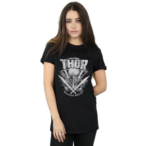 Marvel Womens/Ladies Thor Ragnarok Hammer Logo Cotton Boyfriend T-Shirt