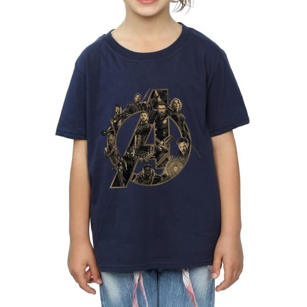 Marvel Girls Avengers Infinity War Marvel Logo Cotton T-Shirt