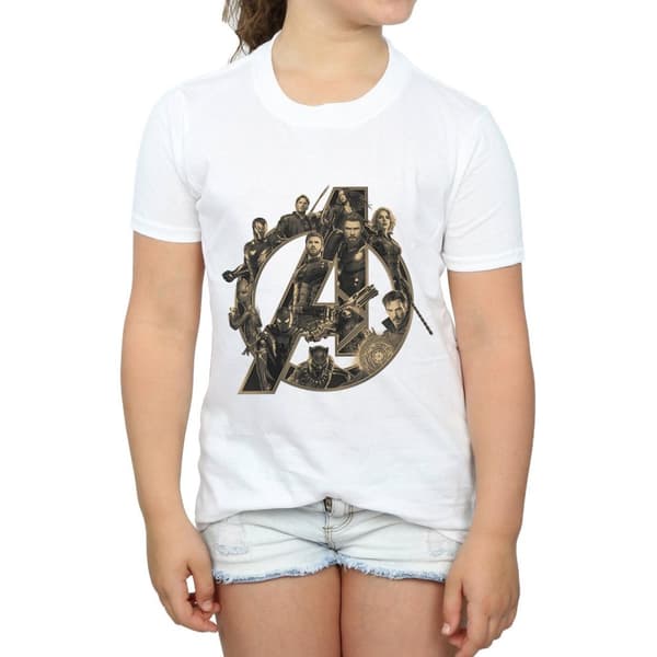 Marvel Girls Avengers Infinity War Marvel Logo Cotton T-Shirt