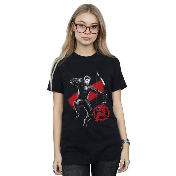 Marvel Dam/kvinnor Avengers Endgame Mono Hawkeye Boyfriend T-shirt i bomull