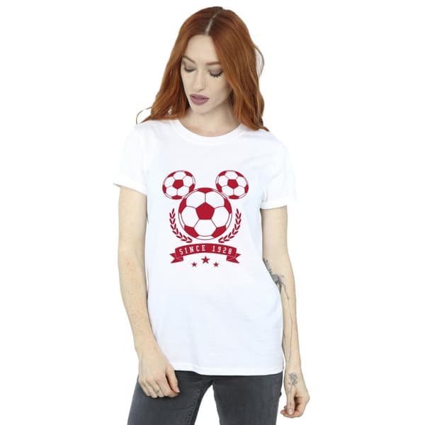 Disney Womens/Ladies Mickey Football Head Cotton Boyfriend T-Shirt