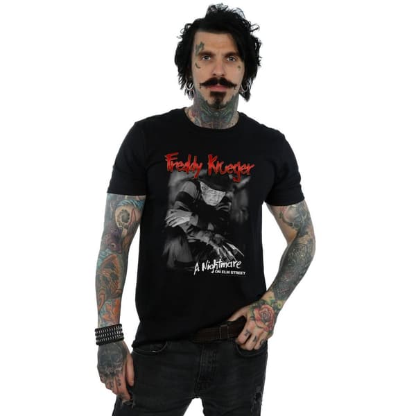 A Nightmare On Elm Street Mens Freddy svartvit foto-T-shirt