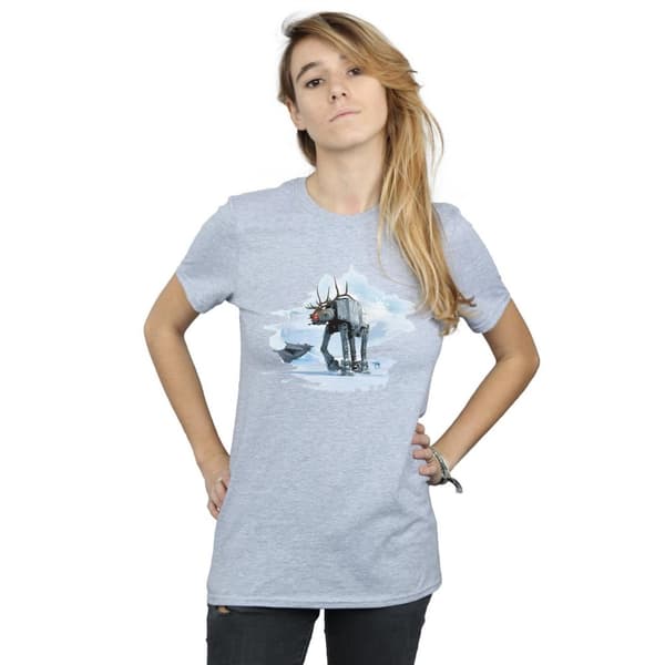 Star Wars Womens/Ladies Christmas AT-AT Reindeer Cotton Boyfriend T-Shirt