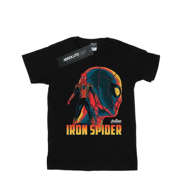 Marvel Girls Avengers Infinity War Iron Spider Character Cotton T-Shirt Black 9-11 Years