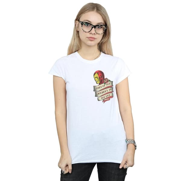 Marvel Dam/Tjej Iron Man Tattoo Journey Bröst T-shirt med tryck i bomull