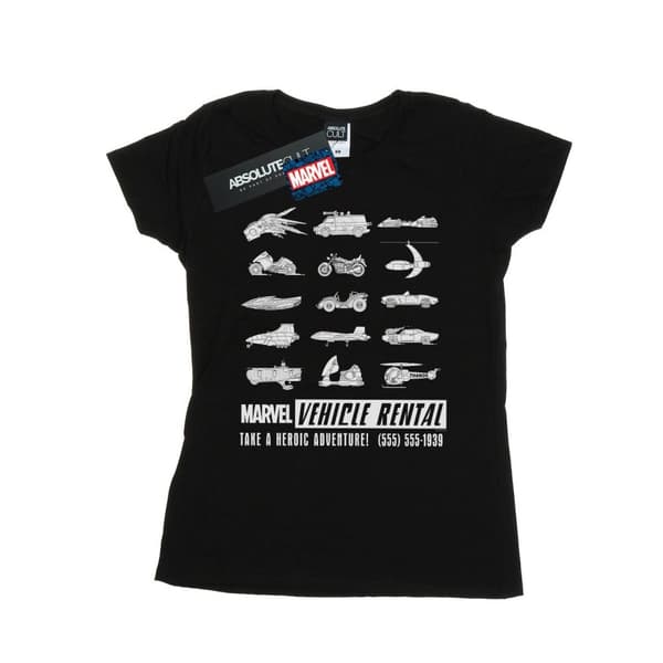 Marvel Womens/Ladies Vehicle Rental Cotton T-Shirt Black XL