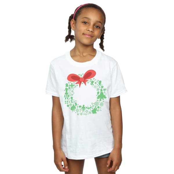 Marvel Girls Avengers Christmas Wreath Cotton T-Shirt